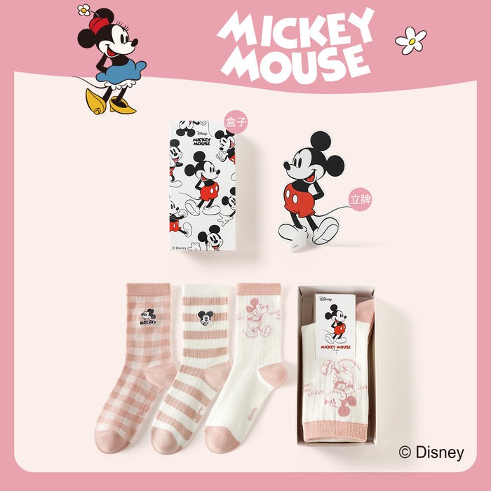 Wholesale Autumn and winter socks for children, 3 pairs of boxed striped mid tube socks, college style cotton socks