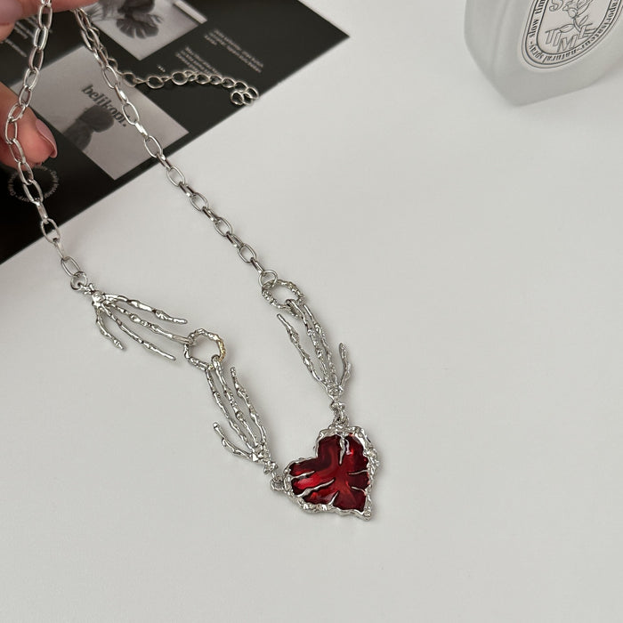 Wholesale Ghost Claw Splicing Red Love Alloy Collar JDC-NE-HanD005