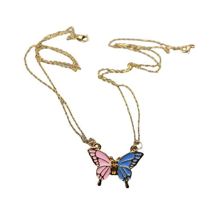 Wholesale Butterfly Magnetic Pendant Best Friend Friends Couple Friendship Stainless Steel Chain Necklace