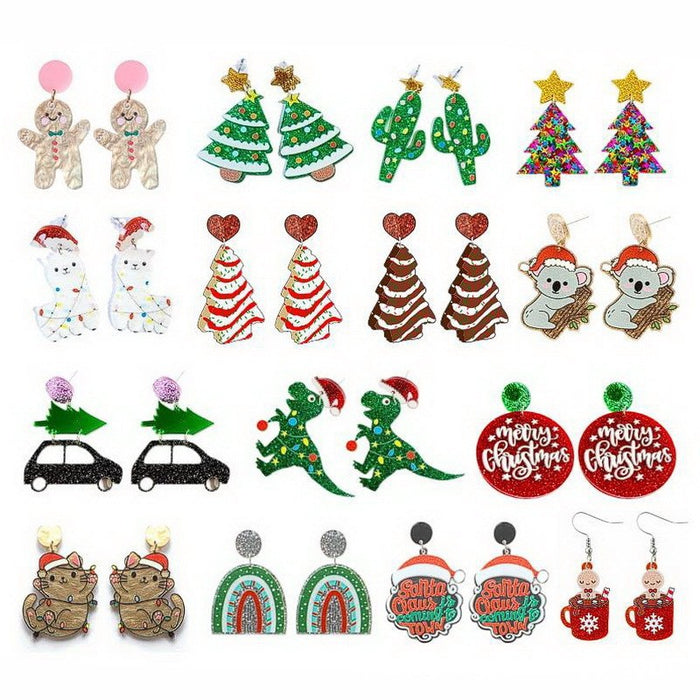 Wholesale Christmas Cartoon Acrylic Earrings Fashion Jewelry Accessory for Gift MOQ≥2