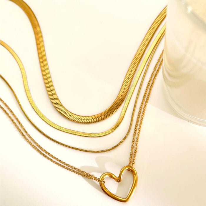 Wholesale Trendy Design Stainless Steel Snake Bone Love Necklace Fashionable Stacked Personalized Necklace