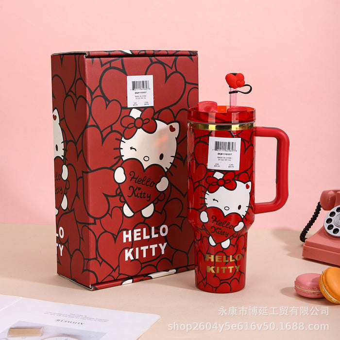 Wholesale 40oz Cute Cartoon Straw with Handle,  Portable Stainless Steel Ice Bullies Cup