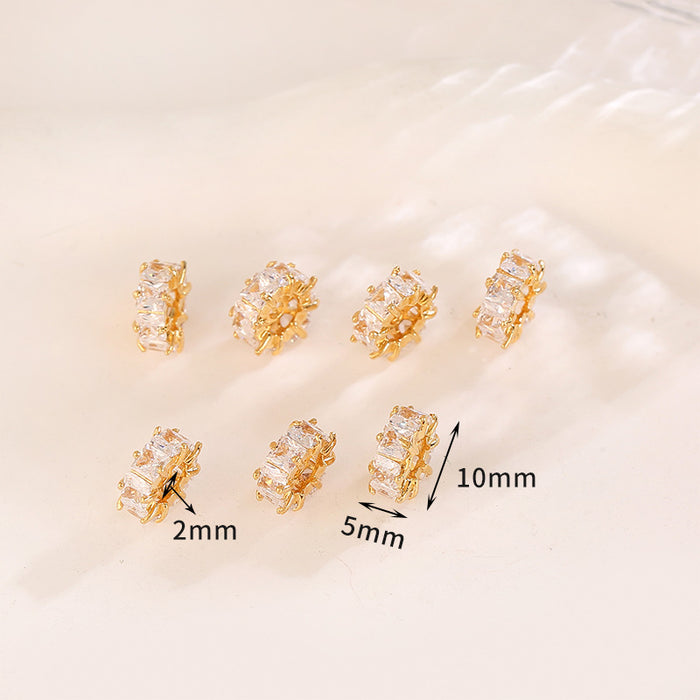 Wholesale 10pcs Copper Plated 18K Real Gold Micropaved Zircon Hollow Spacer Beads JDC-BDS-NanT005
