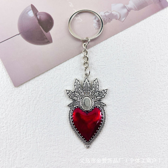 Wholesale Gothic style dark keychain pendant metal heart hot girl style palm bag cross pendant