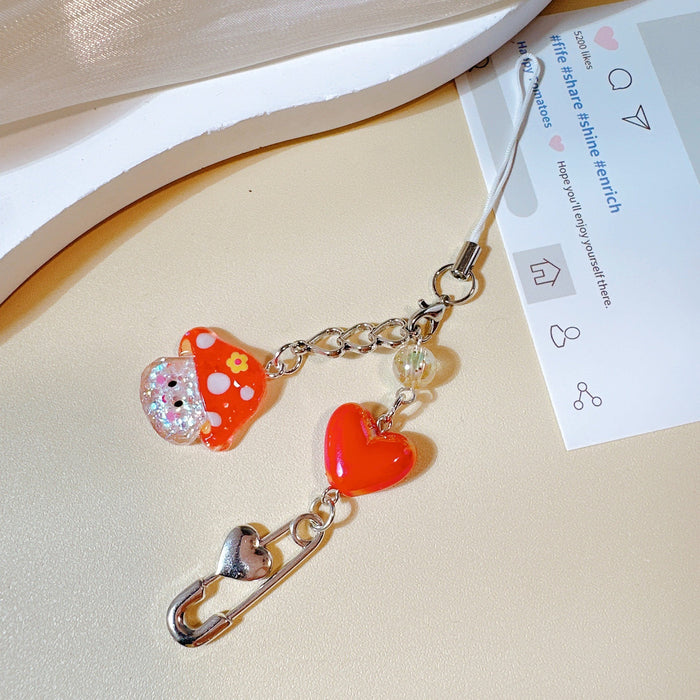 Wholesale Beaded Pendant Cute Girl Heart Mobile Phone Chain Bag Accessories