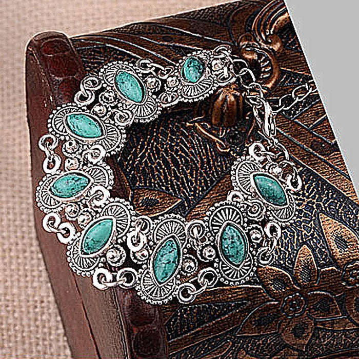 Wholesale Retro Ethnic Turquoise Water Drops Retro Anklet