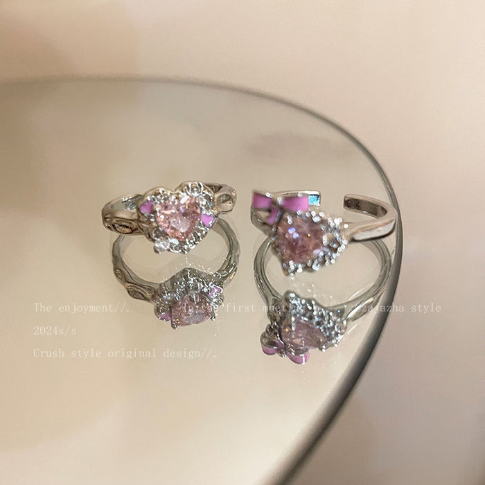 Wholesale Butterfly Knot Love Zircon Open Ring Versatile Personalized Ring Niche Luxury Fashion Finger Ring