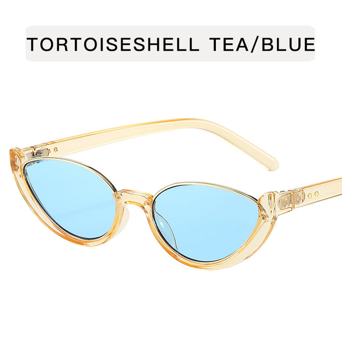 Wholesale Cat eye half frame sunglasses, niche retro glasses, fashionable and personalized sunglasses