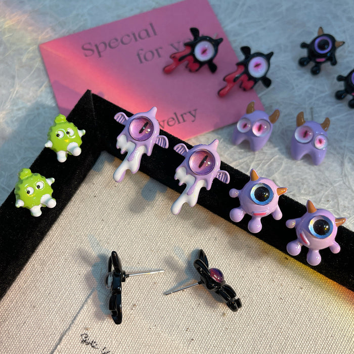 Wholesale Heterochromatic Monster Alloy Earrings JDC-ES-Shuangx011