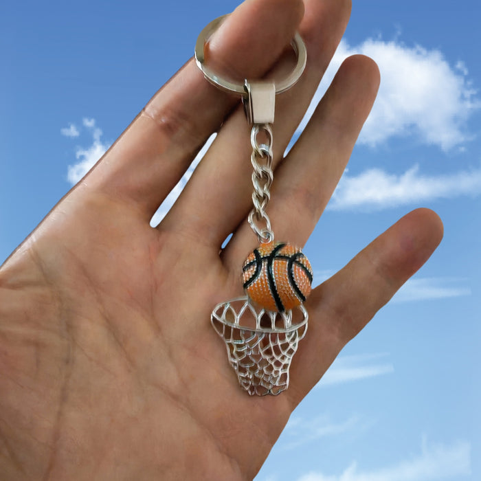 Wholesale basketball box metal keychain creative basketball gift key ring pendant