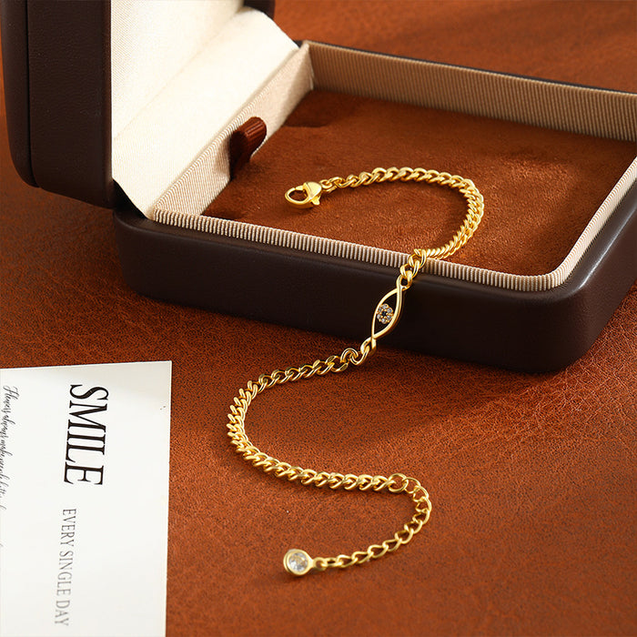 Wholesale Retro Gold Cuban Chain Zircon Bracelet with Light Luxury and High Luxury