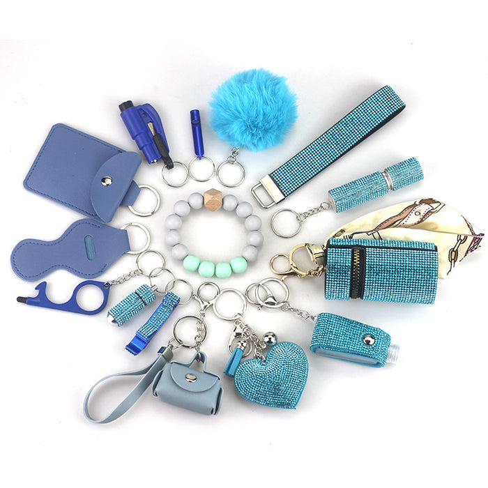 Wholesale Diving Fabric Wool Ball Multifunctional Keychain 15-piece Set JDC-KC-TouMS070