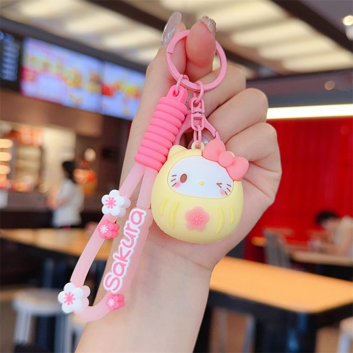 Wholesale PVC Cute cartoon creative keychain with cherry blossom pattern