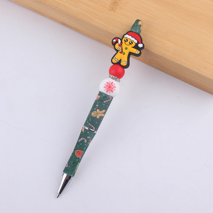 Wholesale Cartoon Christmas Santa Claus Silicone Plastic Bead Pen JDC-PN-GuangTian010