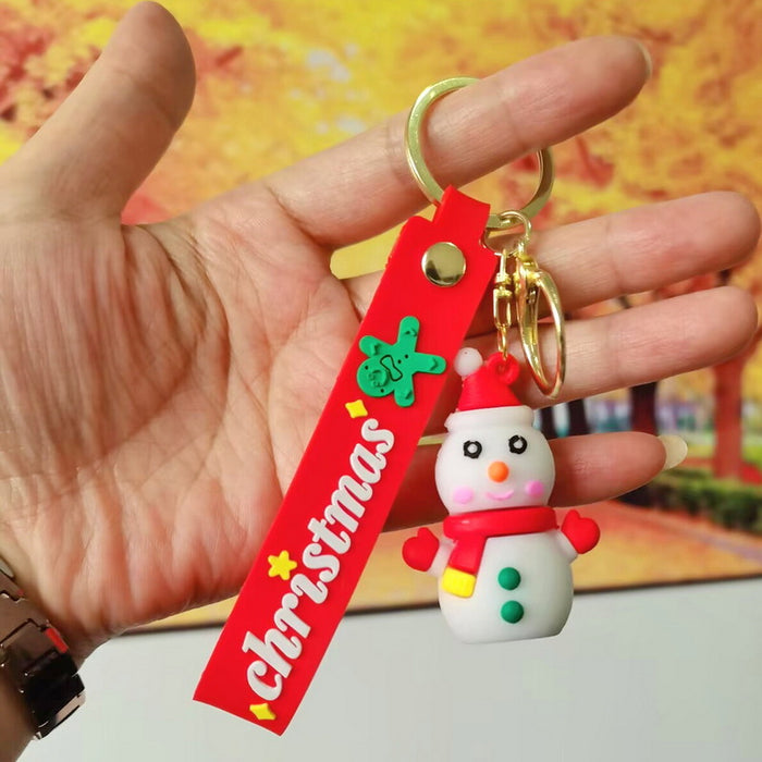 Wholesale Silicone Christmas Keychain Cute Cartoon Pendant