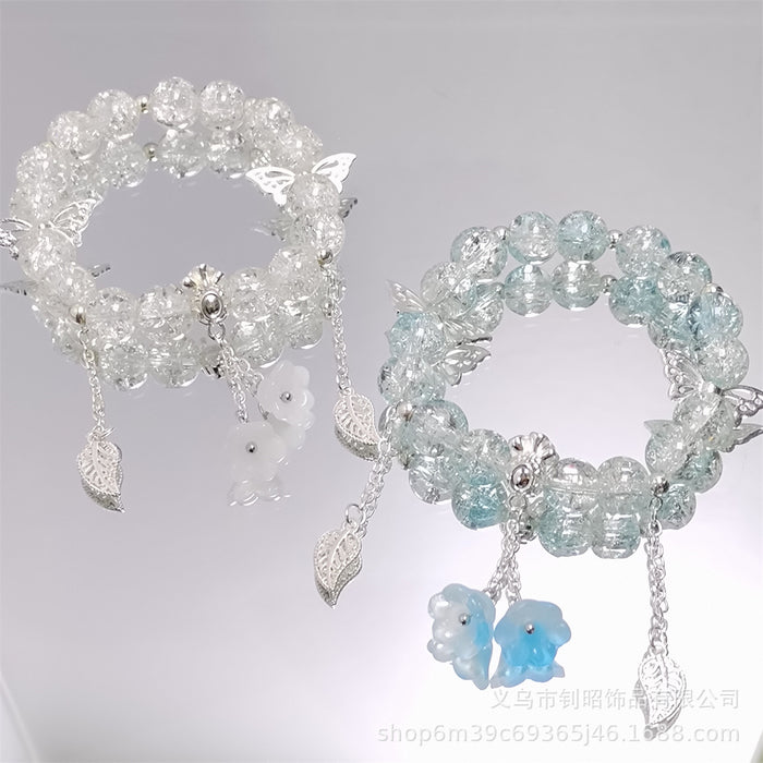 Wholesale Chic Crystal Lily of the Valley Bracelet Butterfly Design Fashion Accessory
