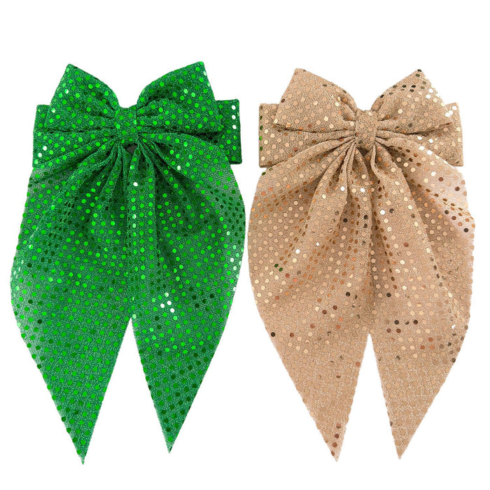 Wholesale Polka dot sequined bow hairpin hair accessories mesh ribbon spring clip hairpin Christmas holiday dress headdress