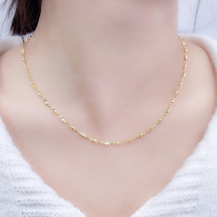Wholesale Copper Plated Gold Ball Bead Love Metal Necklace JDC-NE-YinL004