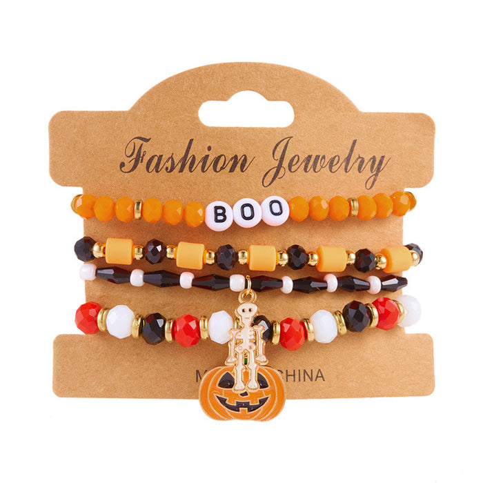 Wholesale  bat pumpkin  pendant bracelet rice beads multi-layer beaded holiday party bracelet