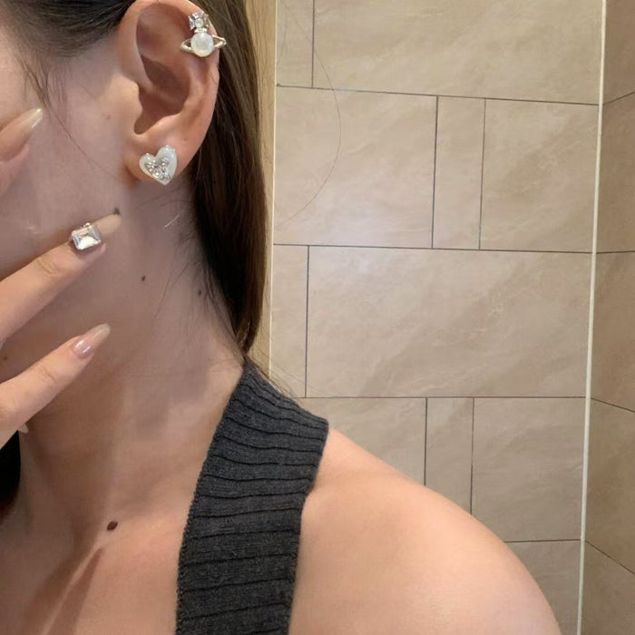 Wholesale Silver Needle  Asymmetric Saturn Earrings Women's Earrings