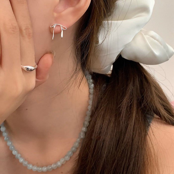 Wholesale Butterfly Knot Silver Ear Nails Versatile Earrings Simple, Exquisite, High End Earrings