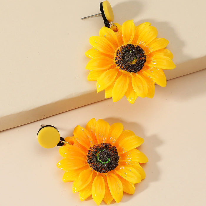 Wholesale sunflower earrings personality temperament all-match exaggerated earrings