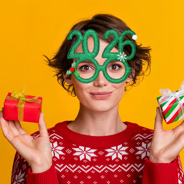 Wholesale Christmas Glasses Creative Digital Funny Glasses Christmas Party Decoration New Year Photo Glasses Frame