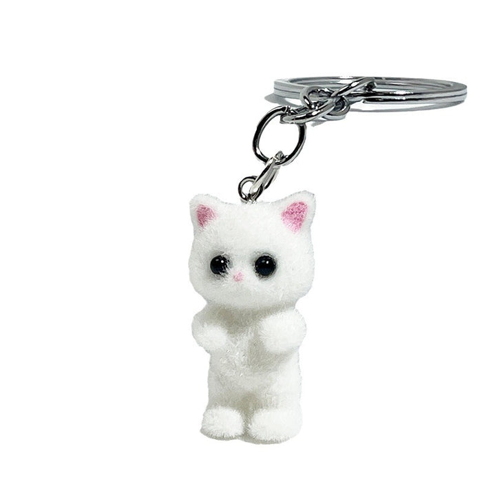 Wholesale Flocking cartoon cute beige cat pendant mobile phone key chain jewelry