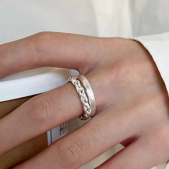 Wholesale Double layer brushed ring with adjustable opening, niche design, light luxury, fashionable, high-end feeling, new ring product