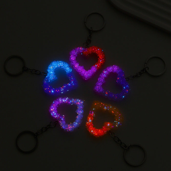 Wholesale Resin glitter rose heart keychain