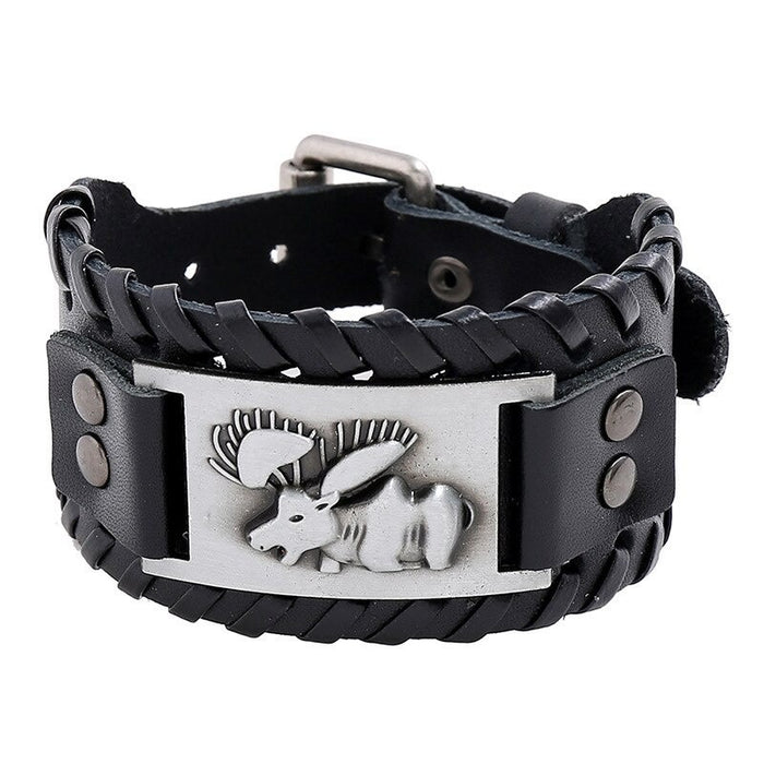 Wholesale Multi-layer Leather Wolf Head Men's Bracelet JDC-BT-FengH002