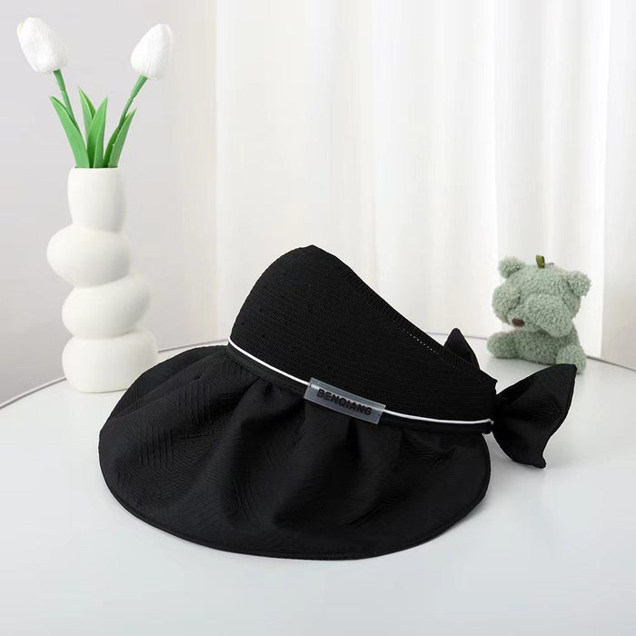 Wholesale New summer women's butterfly bow large eave hollow top hat UV resistant sun hat foldable outdoor hat