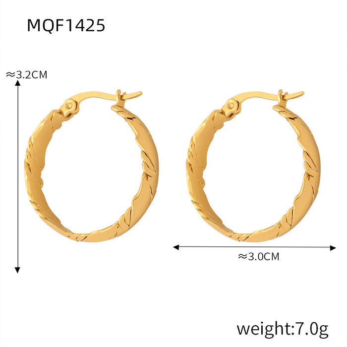 Wholesale Cold and elegant style, simple and personalized jewelry, geometric twist texture design, titanium steel O-ring