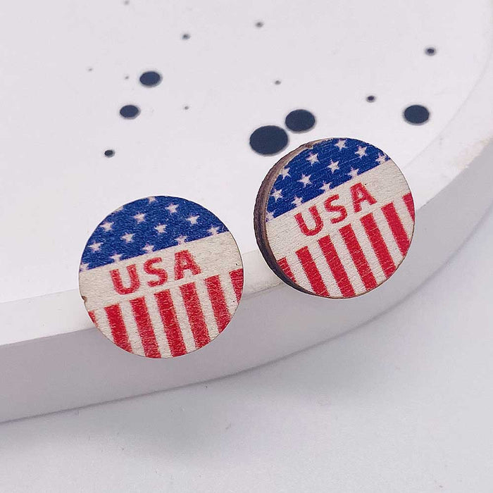 Wholesale United States Independence Day wooden star earrings JDC-ES-Susheng011