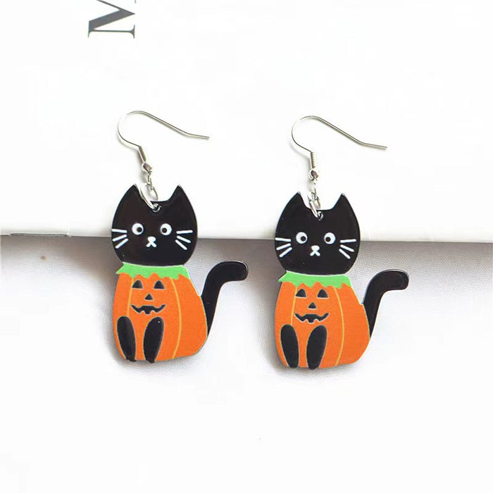 Wholesale Halloween Black Cat Acrylic Earrings JDC-ES-WenT024