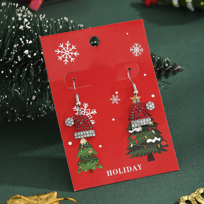 Wholesale Christmas earrings with diamonds,  autumn and winter Christmas hat rhinestone earrings