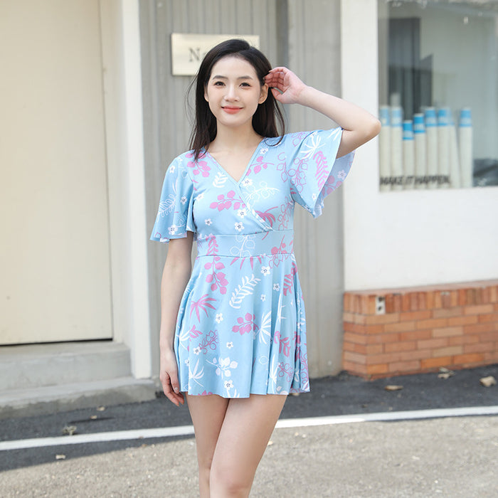 Wholesale Hot spring skirt style conservative slimming and belly covering hot spring flat angle swimsuit one-piece swimsuit