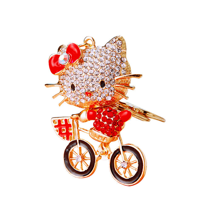 Wholesale Diamond studded bow, car keychain, metal pendant, keychain ring