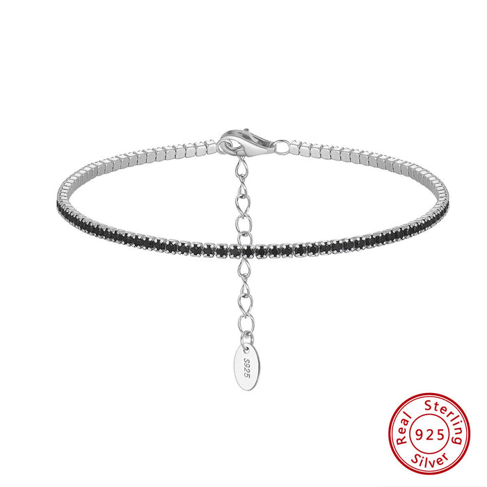 Wholesale Solid Zircon Tennis Chain Pure Silver Adjustable Bracelet