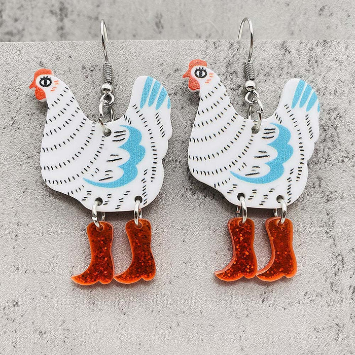 Wholesale  Earrings  Christmas Rooster Acrylic Earrings Holiday Ornaments