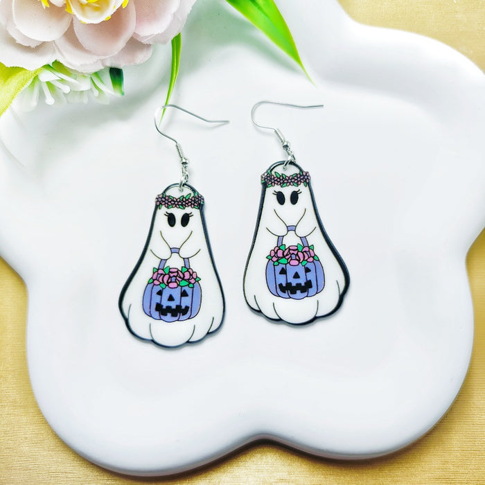 Wholesale Halloween Ghost Style Printed Acrylic Earrings JDC-ES-QiYu004