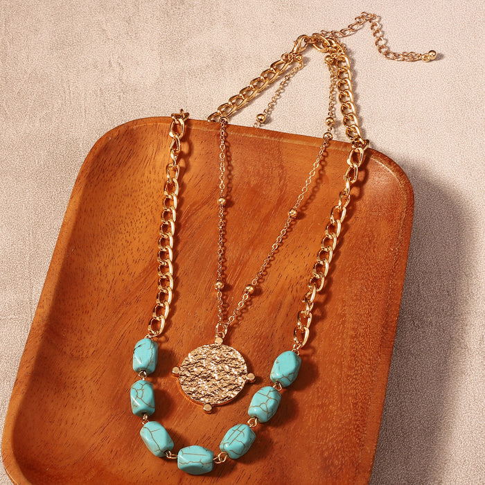 Wholesale turquoise alloy pendant necklace personality Joker