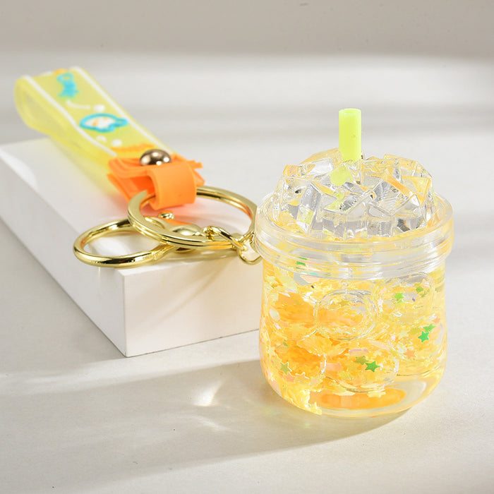 Wholesale Acrylic oil-filled pendant,  glow-in-the-dark iceberg cup keychain