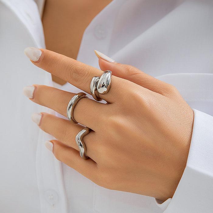 Wholesale ENiche trend design geometric arc ring joint ring exaggerated open set ring