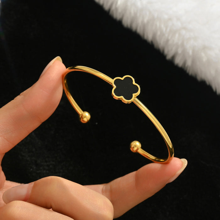 Wholesale Gold Tone Titanium Steel  Bangle Set With Rhinestone Row Trendy Jewelry Accessory For Party Or Everyday Gift