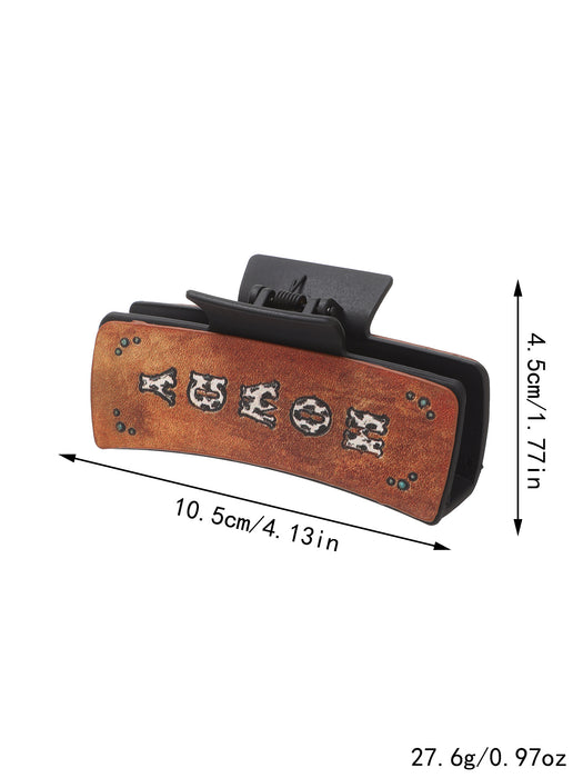 Wholesale Western Wind Letter Mom Cactus Sunflower Leather Shark Clip Hairpin Women' s Grab Clip
