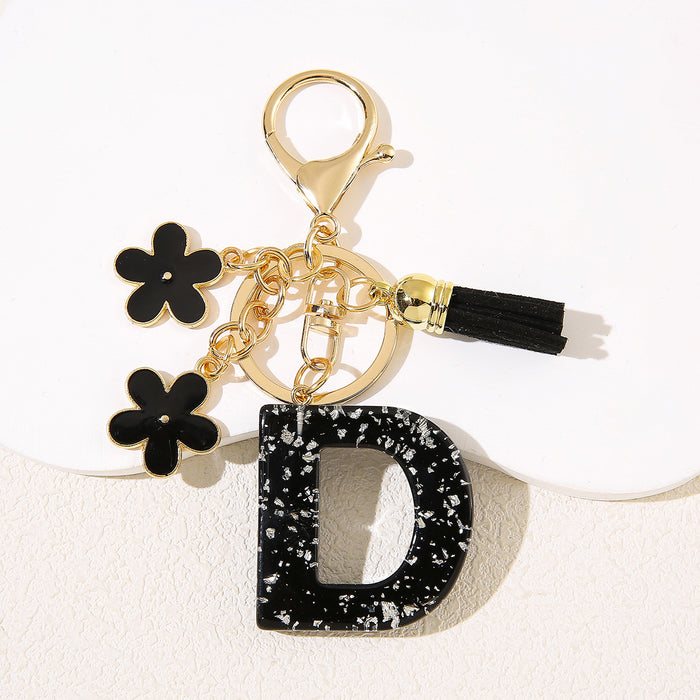 Wholesale Flower 26 English Letter Pendant Keychain Letter Keychain Women's Bag Accessories