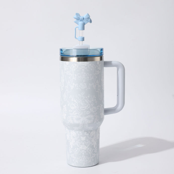Wholesale Floral 40oz Stainless Steel Vacuum Insulated Tumbler with Handle Trendy Car Cup MOQ≥2