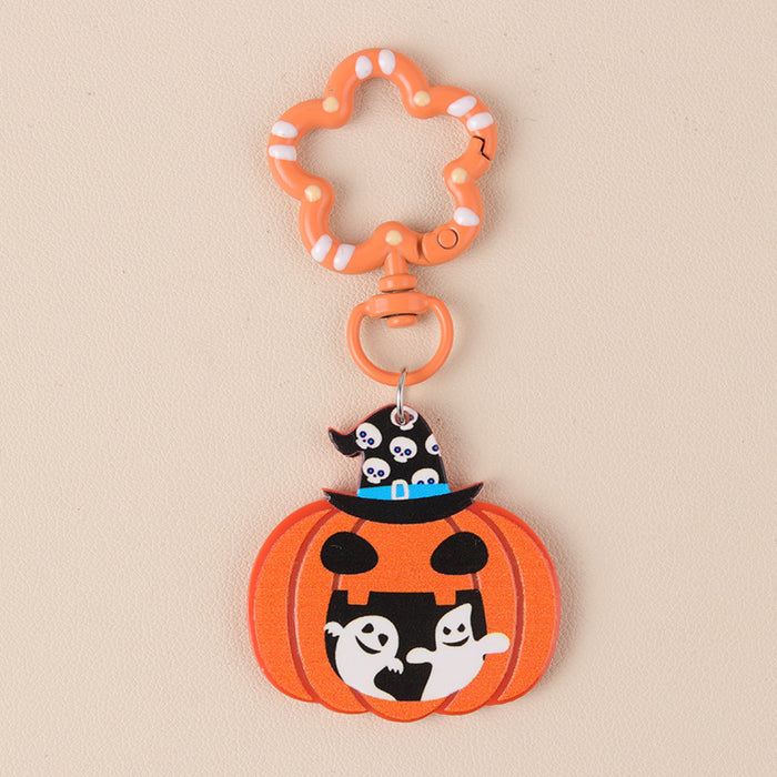 Wholesale Acrylic Fun Keychain  Series Cartoon Funny Pumpkin Ghost European and American Hanging Ornaments