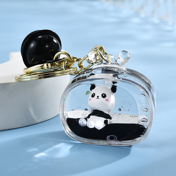 Wholesale Acrylic Oil Floating Doll Panda Keychain JDC-KC-ShuangD015